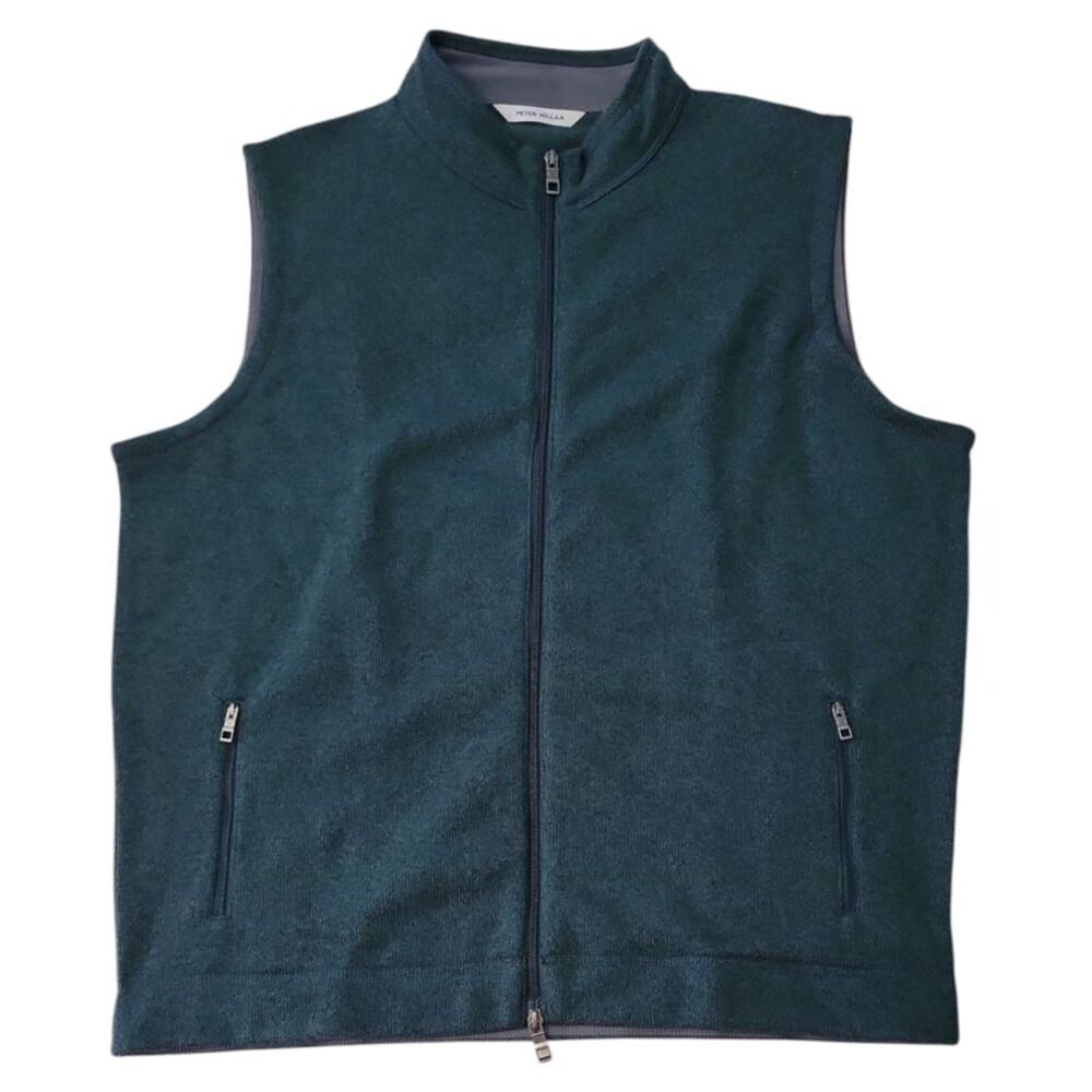 Peter Millar Crown Sweater Warm Fleece Full Zip Vest - Green
